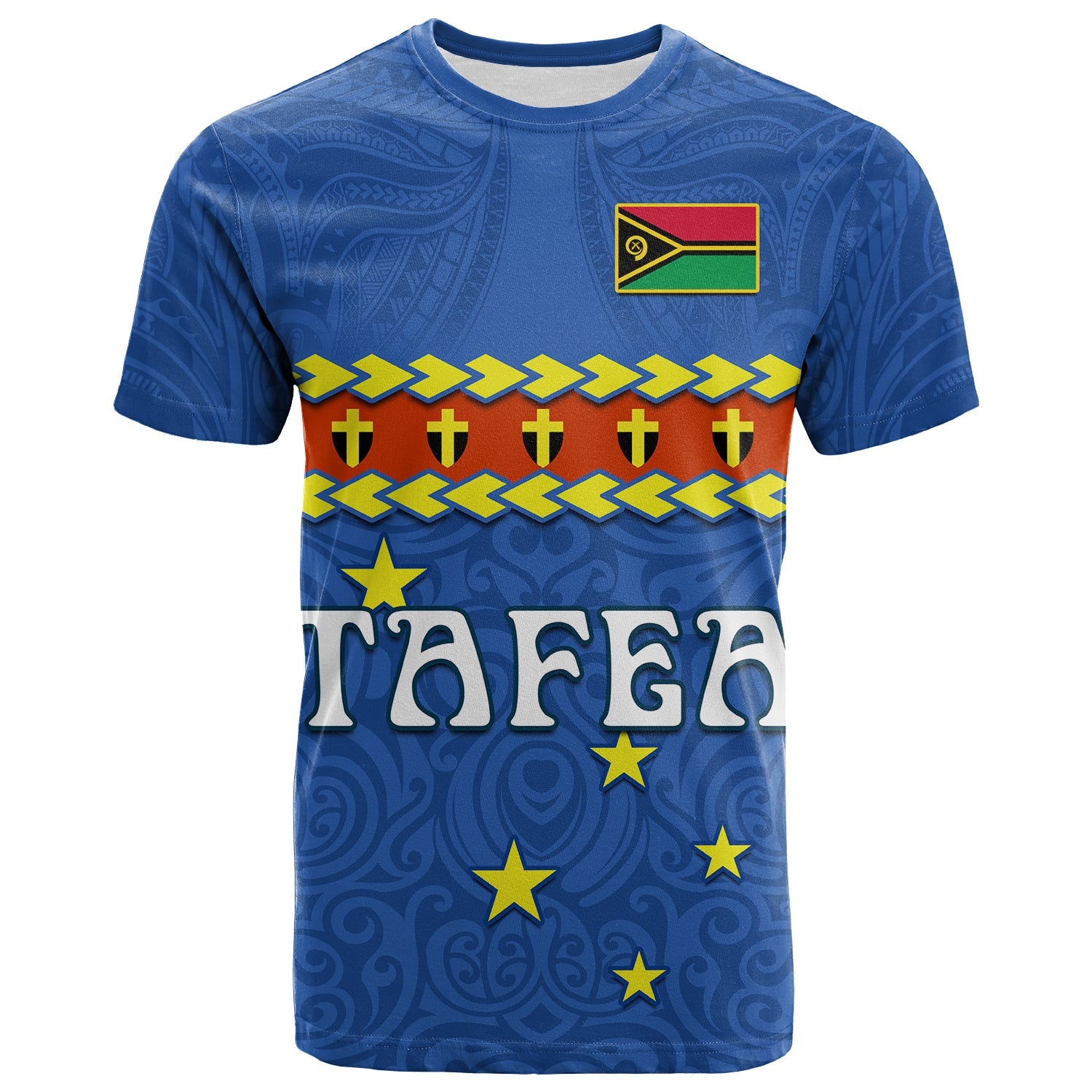 Custom Tafea Province T Shirt Vanuatuan Pig Tusk Polynesian Flag Style LT14 Adult Blue - Polynesian Pride