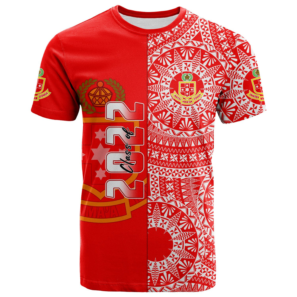 (Custom Text and Number) Kolisi Tonga High School T Shirt Class of Year Tongan Ngatu Pattern LT14 - Polynesian Pride