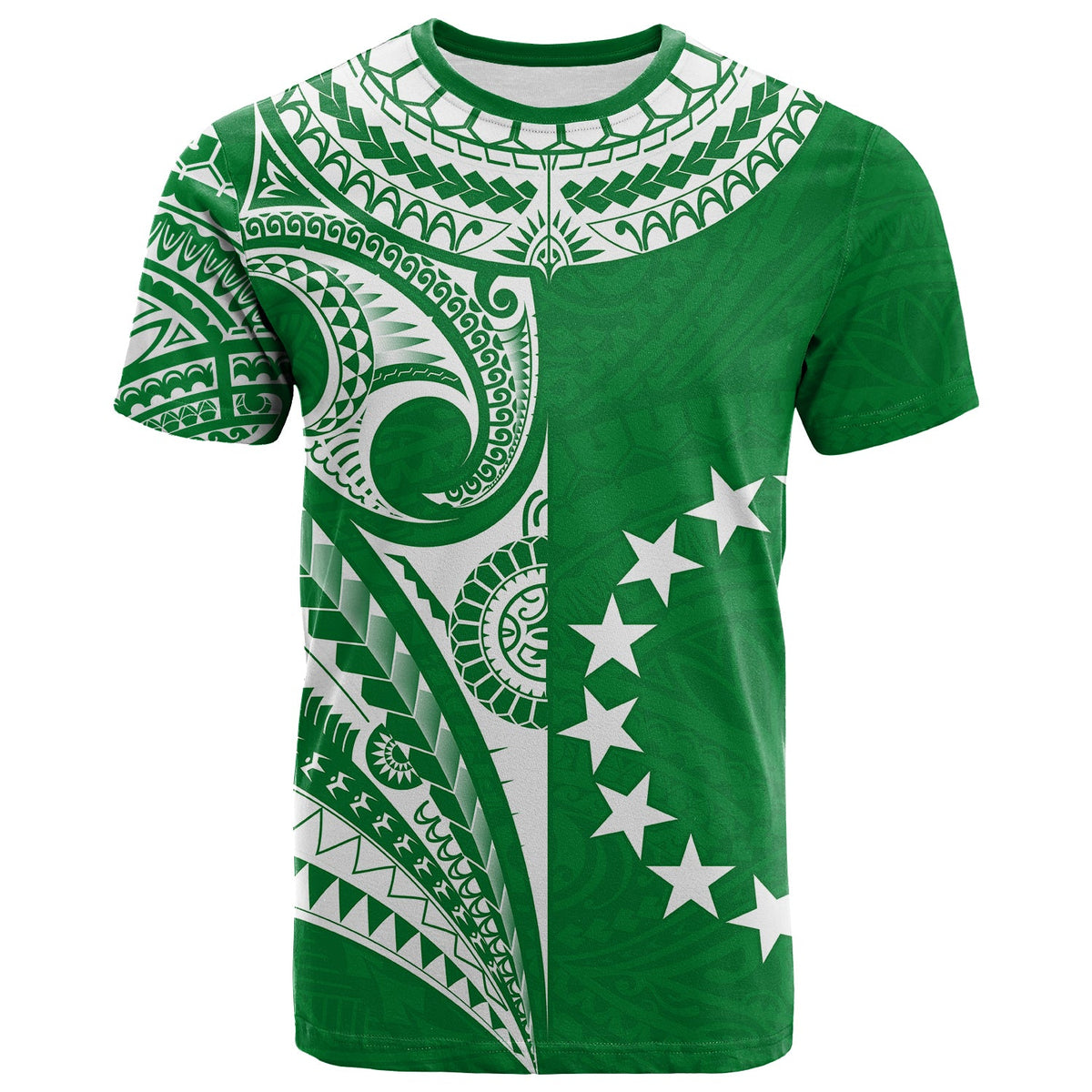 (Custom Text and Number) Cook Islands Tatau T Shirt Symbolize Passion Stars Version Green LT13 - Polynesian Pride