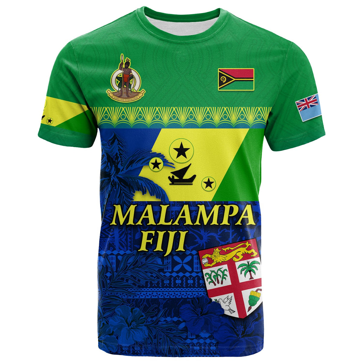 Custom Malampa Fiji Day T Shirt Vanuatuan Polynesia mix Flowers LT13 - Polynesian Pride