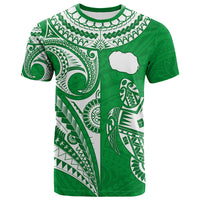 (Custom Text and Number) Rarotonga Cook Islands T Shirt Turtle and Map Style Green LT13 - Polynesian Pride