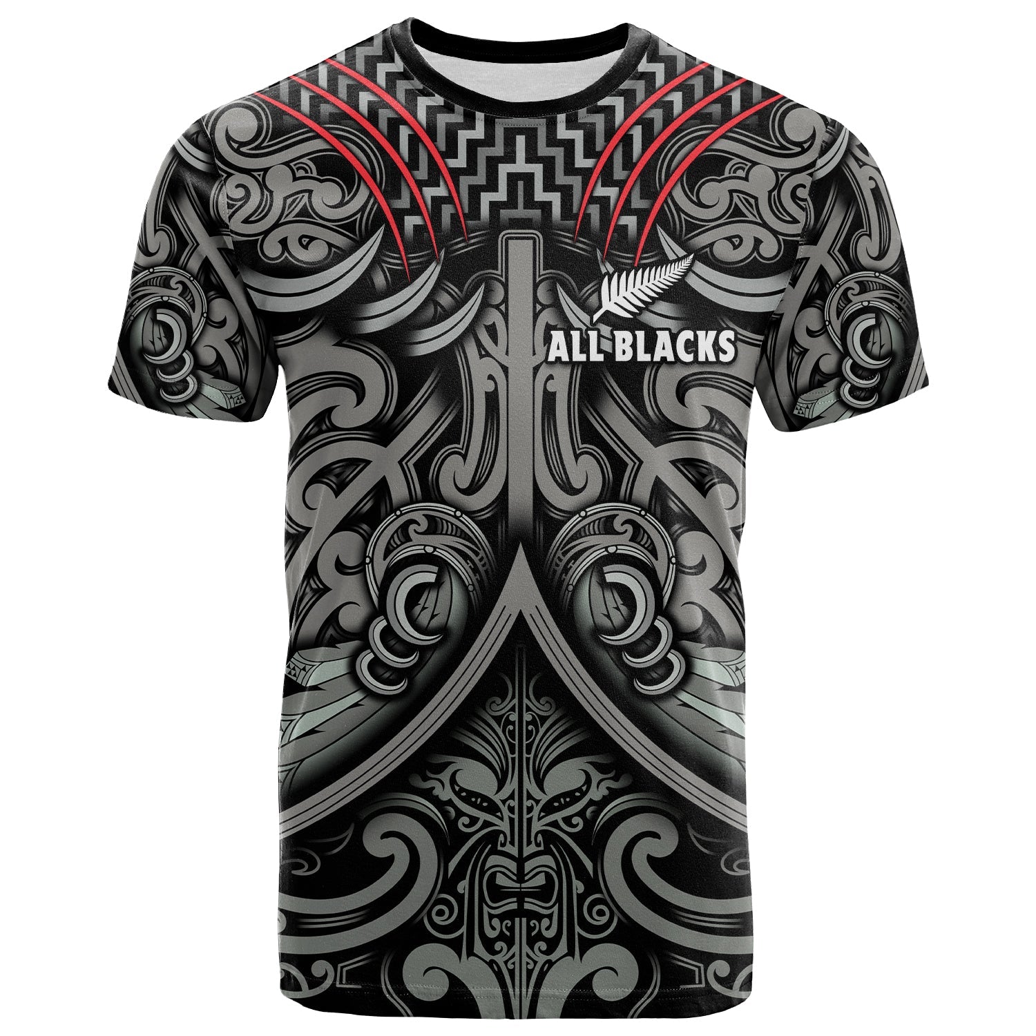 New Zealand Silver Fern Rugby Baseball Jersey All Black Turquoise NZ Maori Pattern LT13