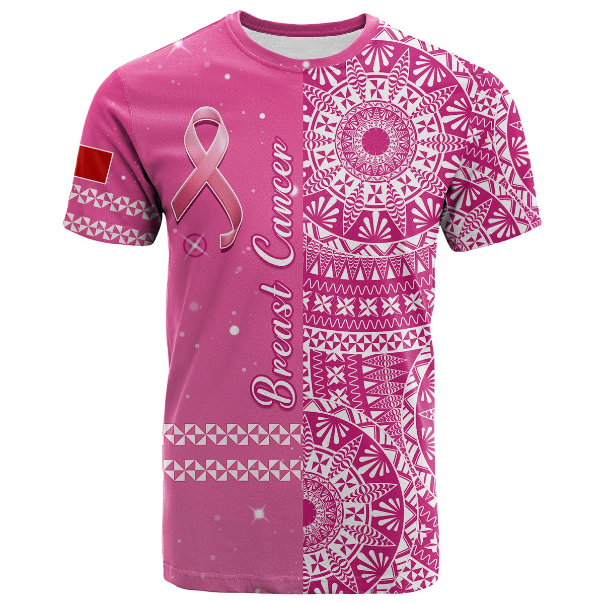 Tonga Breast Cancer T Shirt Tongan Ngatu Pattern No One Fights Alone LT14 Pink - Polynesian Pride