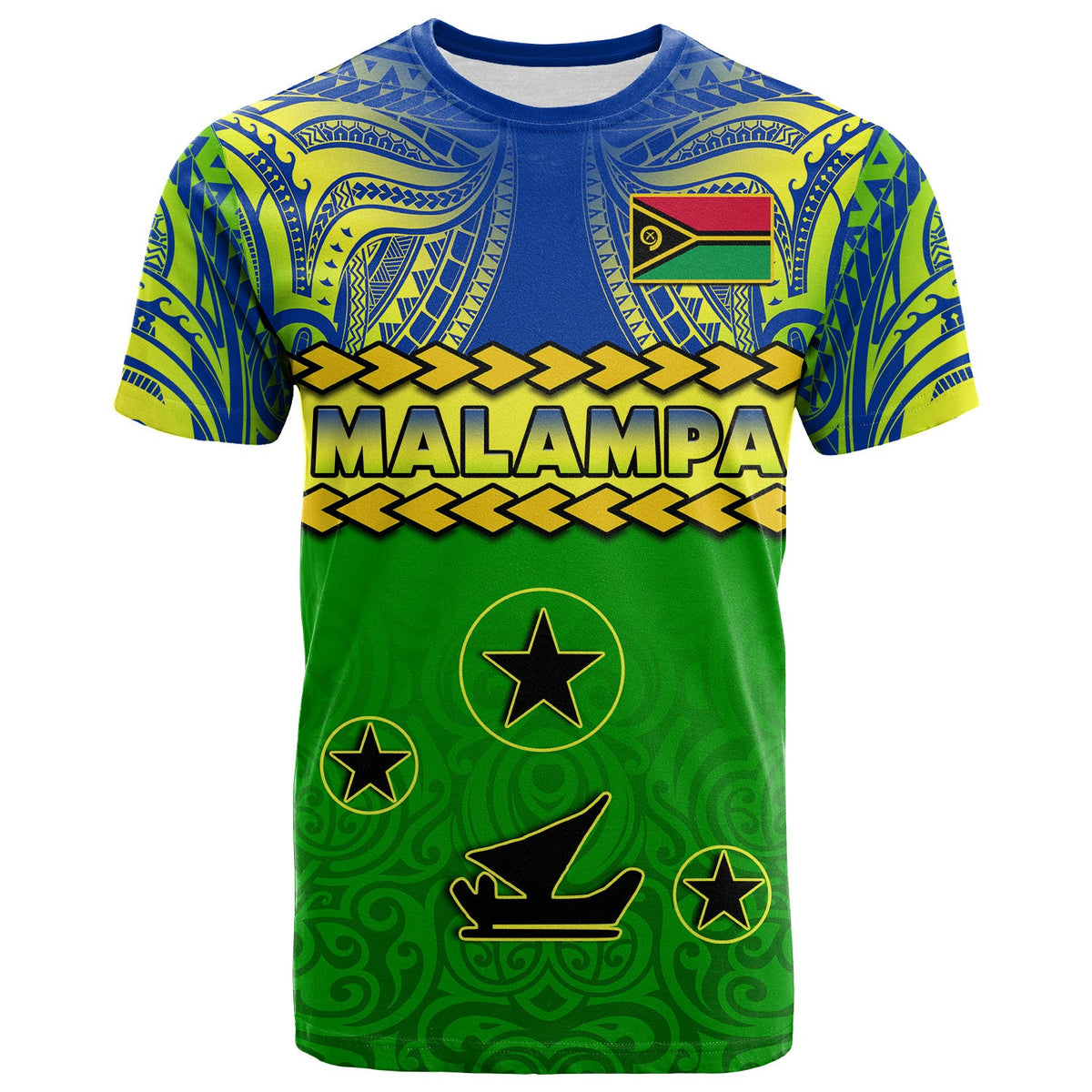 Malampa Province T Shirt Vanuatu Pig Tusk Polynesian Flag Style LT14 Green - Polynesian Pride
