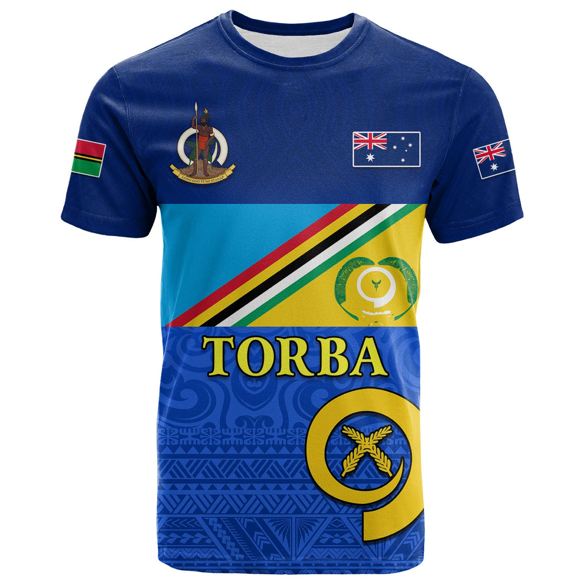 Custom Torba Vanuatu Province T Shirt Mix Australia Flag LT13 Blue - Polynesian Pride