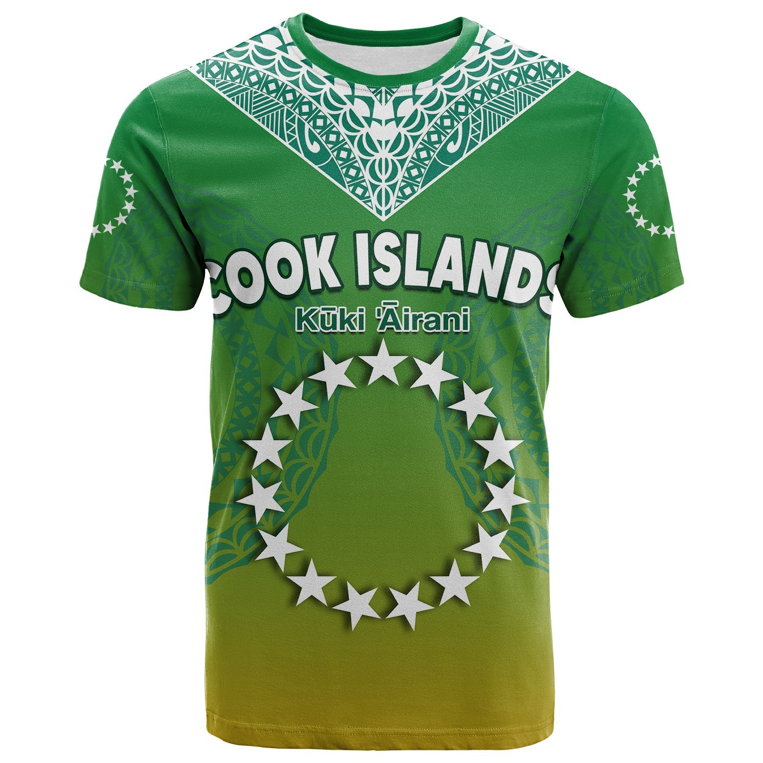 Cook Islands T Shirt Circle Pattern Mix Sea Turtle Green Version LT14 Adult Green - Polynesian Pride