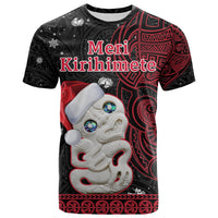 New Zealand Christmas T Shirt Hei Tiki Red Pohutukawa Meri Kirihimete LT14 Red - Polynesian Pride