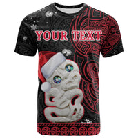 Custom New Zealand Christmas T Shirt Hei Tiki Red Pohutukawa Meri Kirihimete LT14 - Polynesian Pride