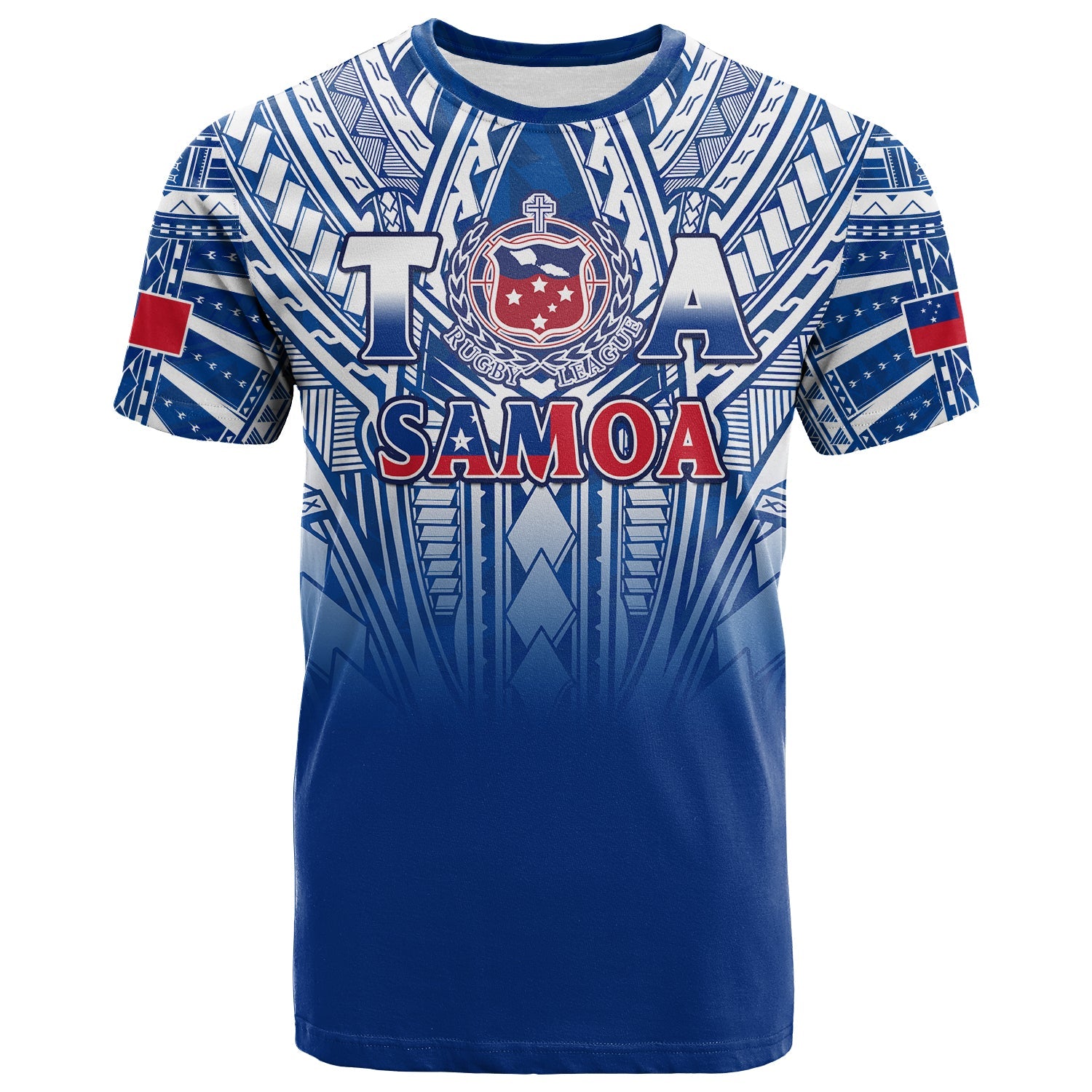 (Custom Text and Number) Samoa Rugby T Shirt Personalise Toa Samoa Polynesian Pacific Navy Version LT14 Blue - Polynesian Pride