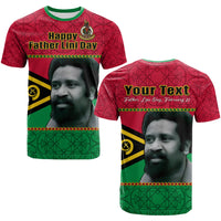 Custom Vanuatu T Shirt Vanuatuan Flag Sand Drawing Happy Father Lini Day LT14 Red - Polynesian Pride