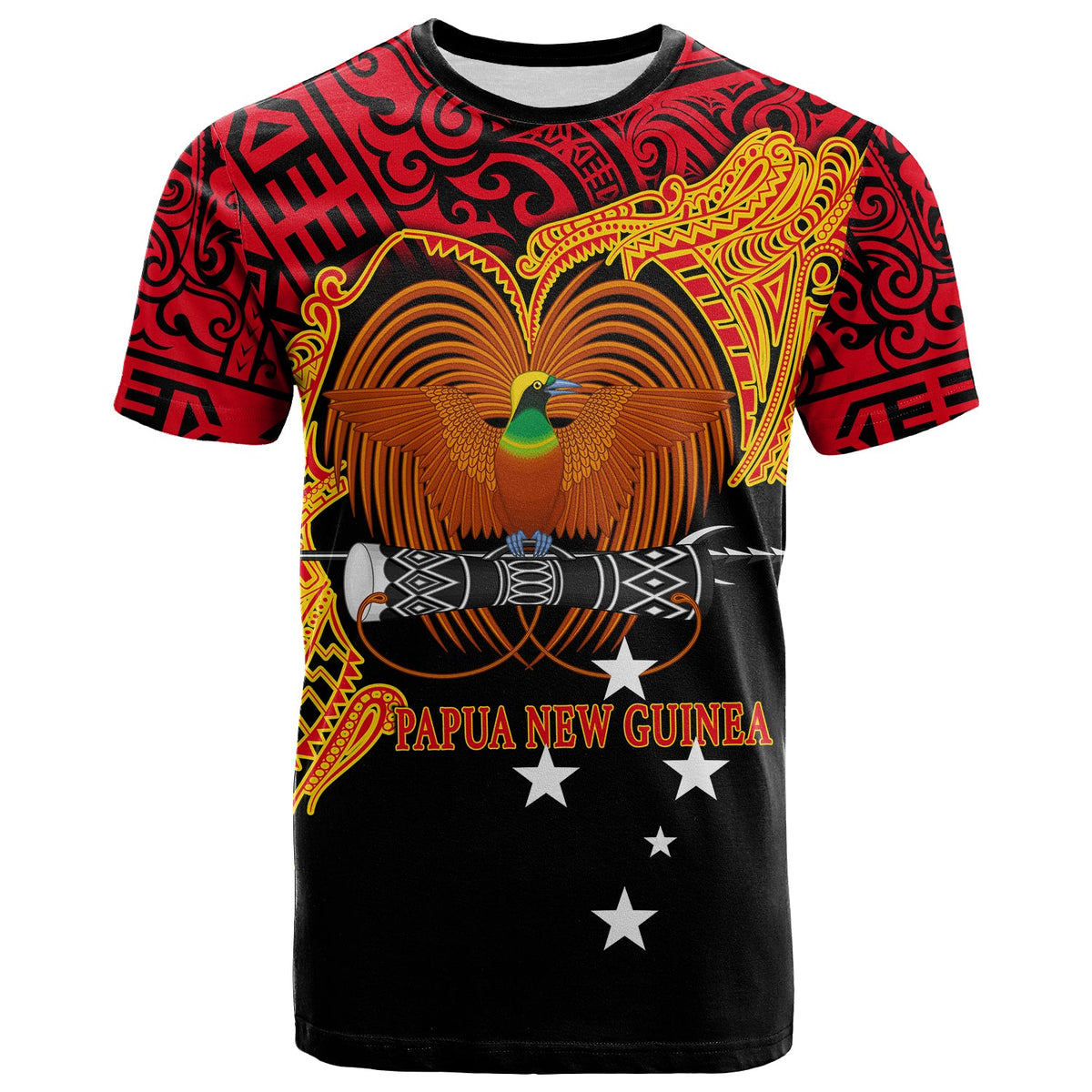 Custom Papua New Guinea T Shirt Bird of Paradise LT6 Black - Polynesian Pride