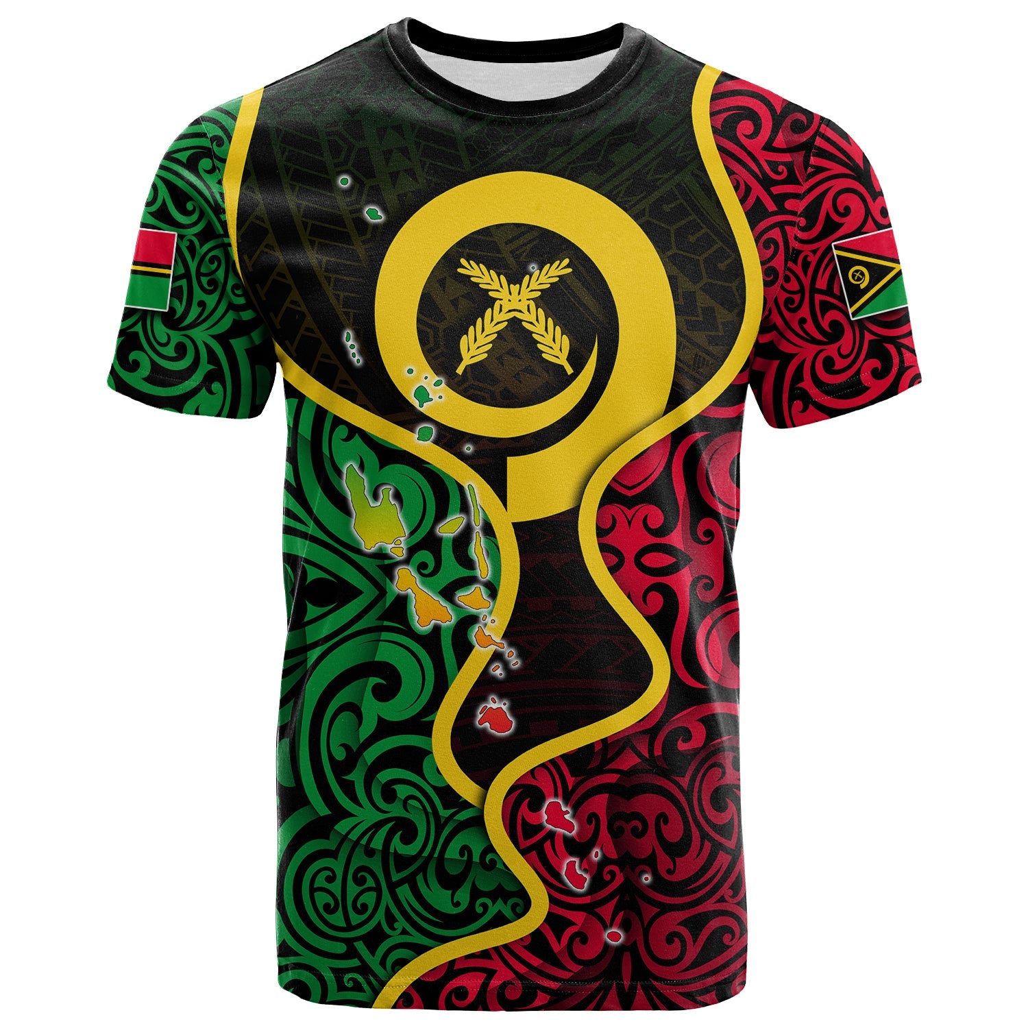 Custom Vanuatu T Shirt Flag Special Style LT6 Black - Polynesian Pride