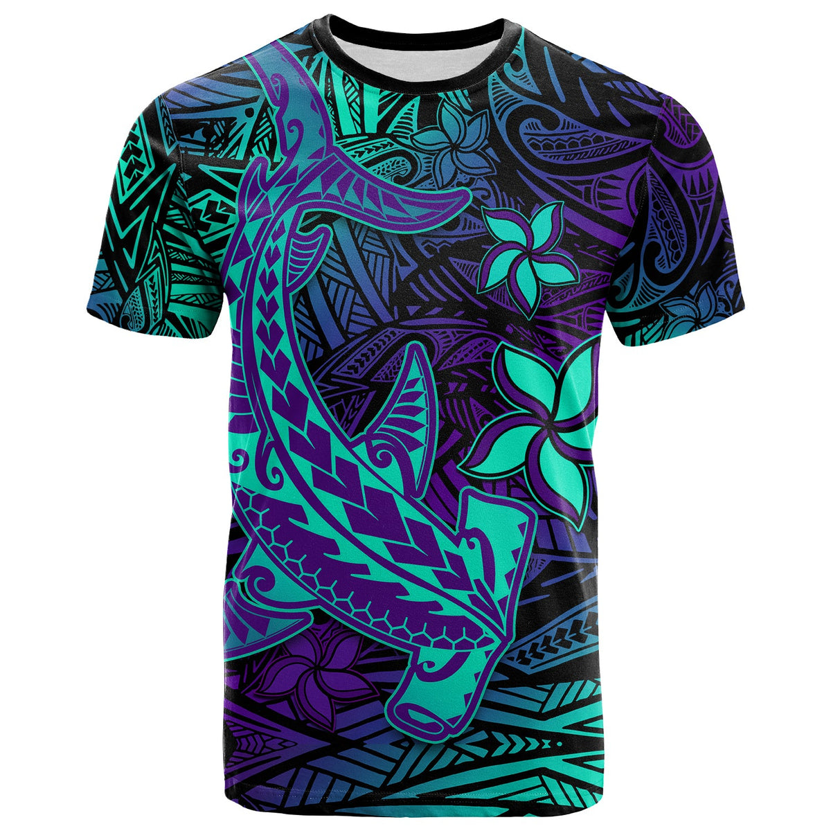 Custom Polynesian T Shirt Purple Paradise Hawaiian Tribal Hammerhead Shark LT14 - Polynesian Pride