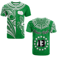 (Custom Text and Number) Rarotonga Cook Islands T Shirt Turtle and Map Style Green LT13 Green - Polynesian Pride