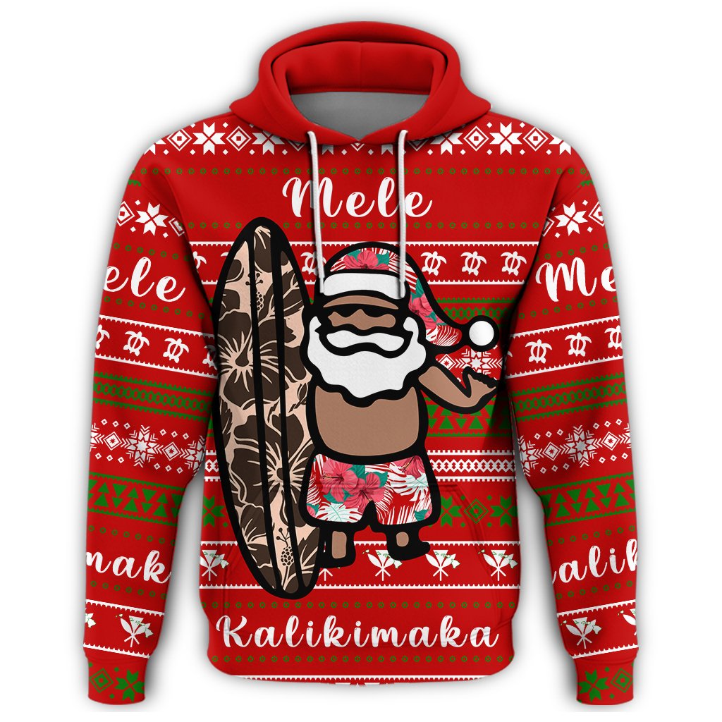 Hawaii Christmas Santa Claus Surf Hoodie Fun Style - Polynesian Pride