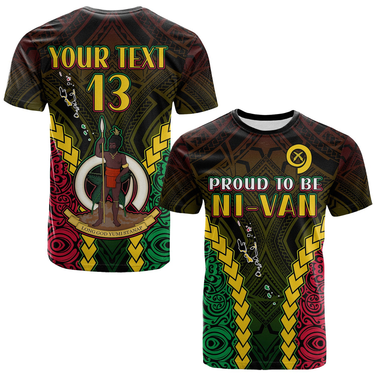 (Custom Text and Number) Vanuatu Indigenous T Shirt Proud To Be Ni Vanuatu Polynesian Pattern LT13 Black - Polynesian Pride