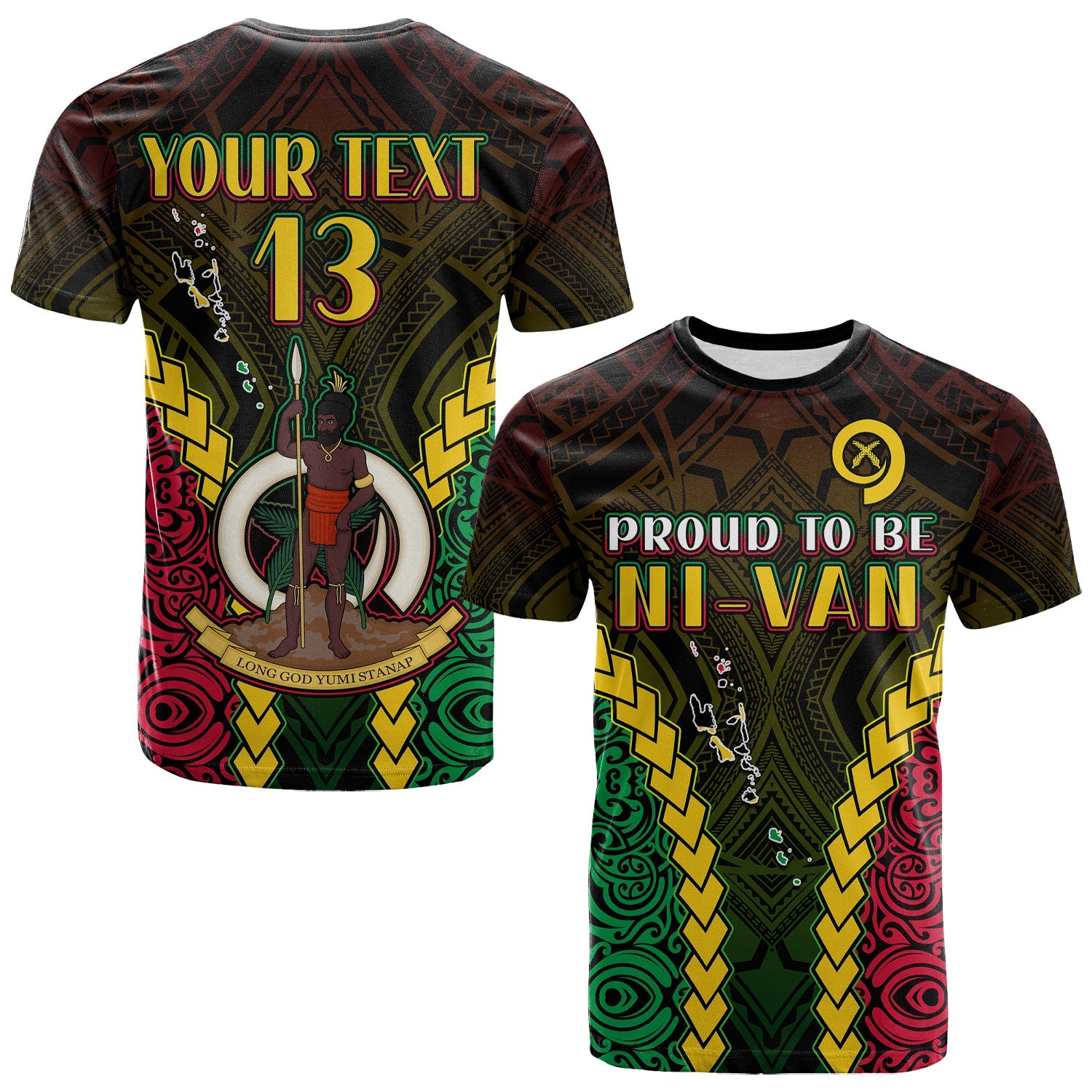 (Custom Text and Number) Vanuatu Indigenous T Shirt Proud To Be Ni Vanuatu Polynesian Pattern LT13 Black - Polynesian Pride