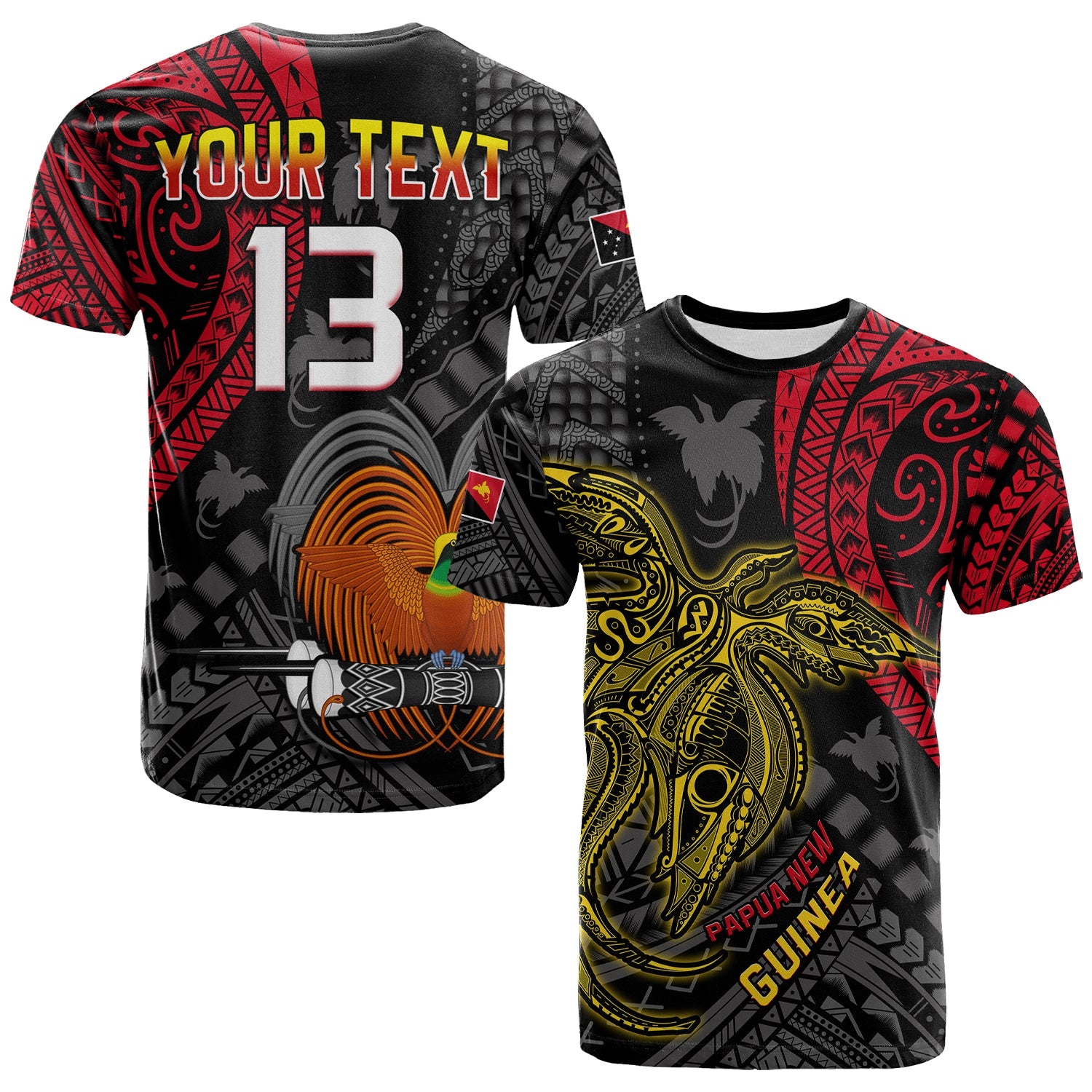 (Custom Text and Number) Papua New Guinea T Shirt Raggiana Birds of Paradise Happy 47th Independence Day LT13 Black - Polynesian Pride