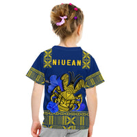 Niue T Shirt KID Happy Constitution Day Niuean Hiapo Crab With Map LT14 - Polynesian Pride
