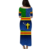 (Custom Personalised) Vanuatu Tafea Province Day Puletasi Dress Tafea Flag Color Style LT9 - Polynesian Pride