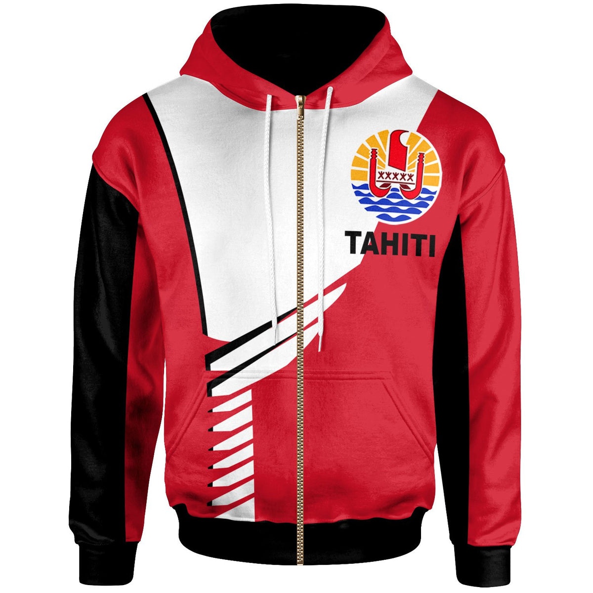Tahiti Zip Hoodie Athletes Style Unisex Red - Polynesian Pride
