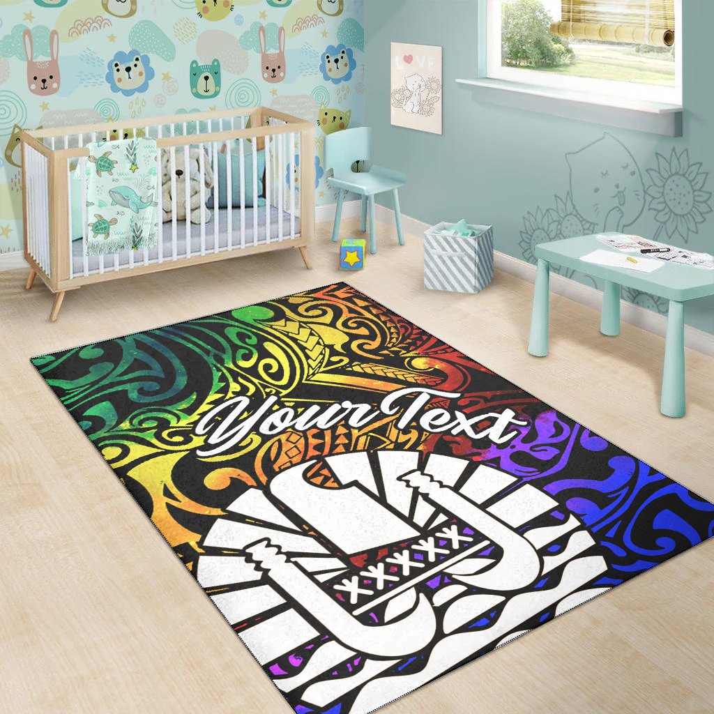 Tahiti Custom Personalised Area Rug - Rainbow Polynesian Pattern - Polynesian Pride