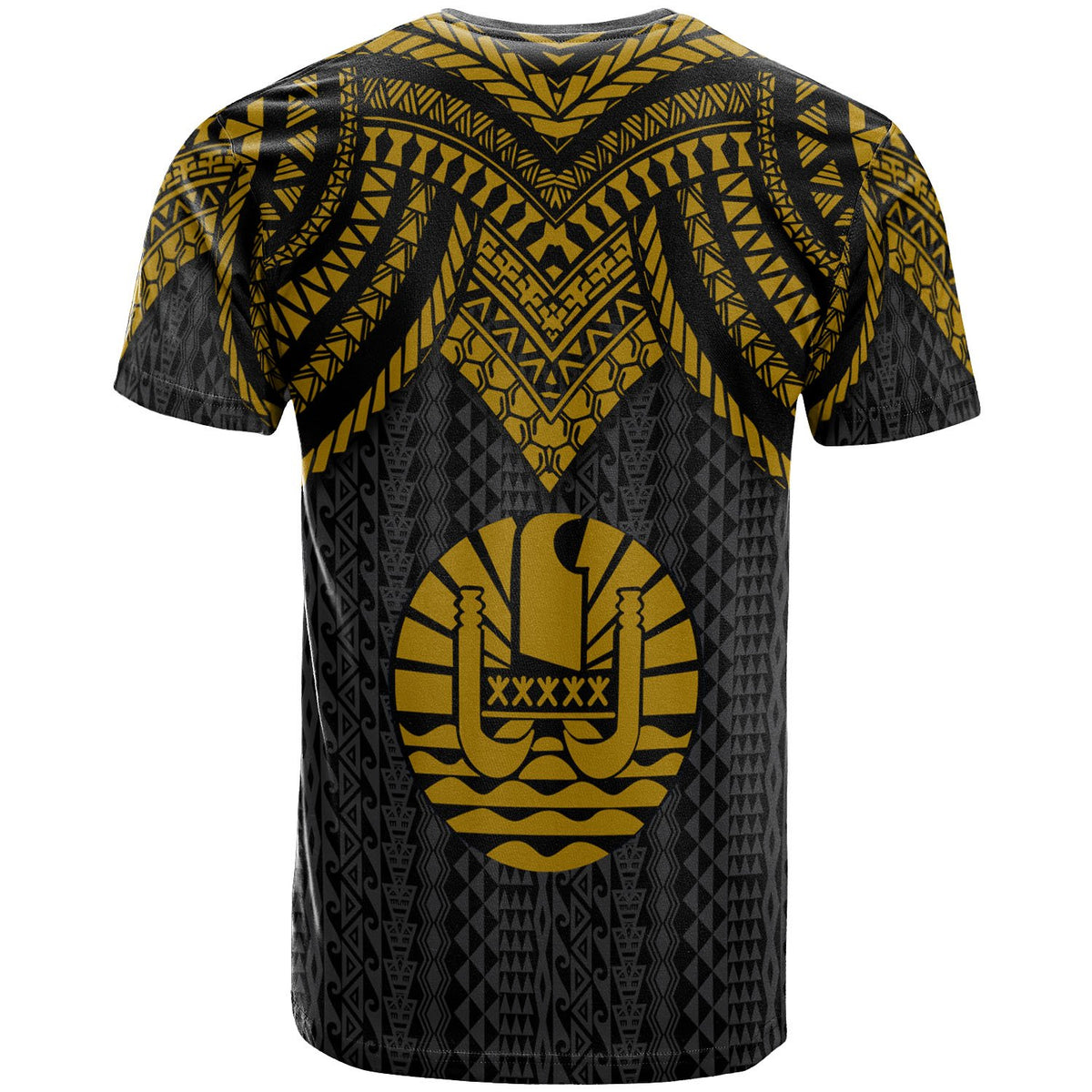 Tahiti T Shirt Polynesian Armor Style Gold - Polynesian Pride
