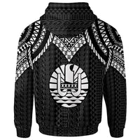 Tahiti Zip up Hoodie Polynesian Armor Style Black - Polynesian Pride