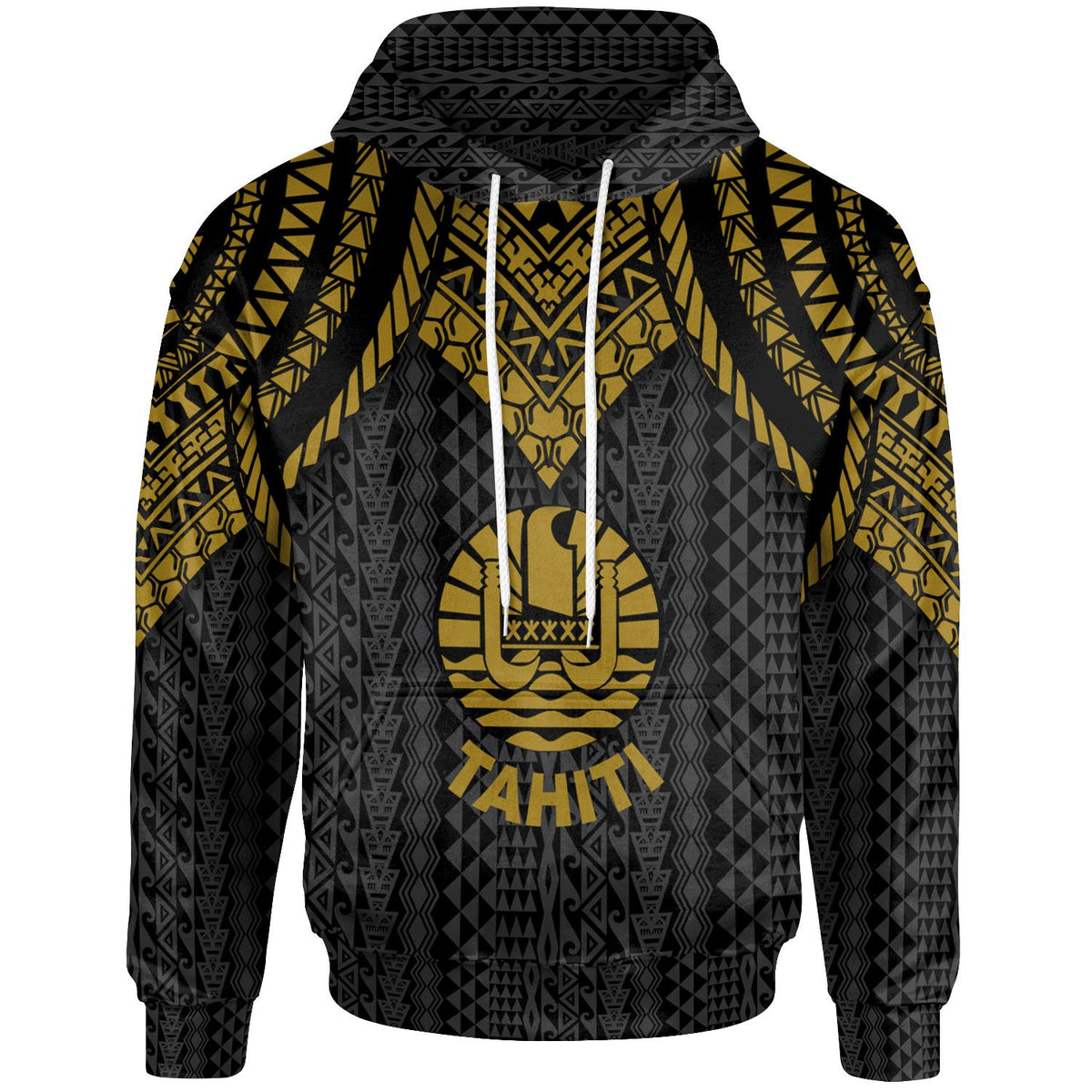 Tahiti Hoodie Polynesian Armor Style Gold Unisex Gold - Polynesian Pride