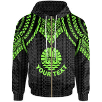 Tahiti Custom Zip up Hoodie Polynesian Armor Style Green Unisex Green - Polynesian Pride