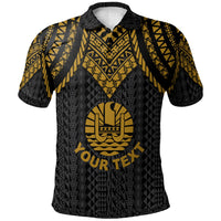 Tahiti Custom Polo Shirt Polynesian Armor Style Gold Unisex Gold - Polynesian Pride