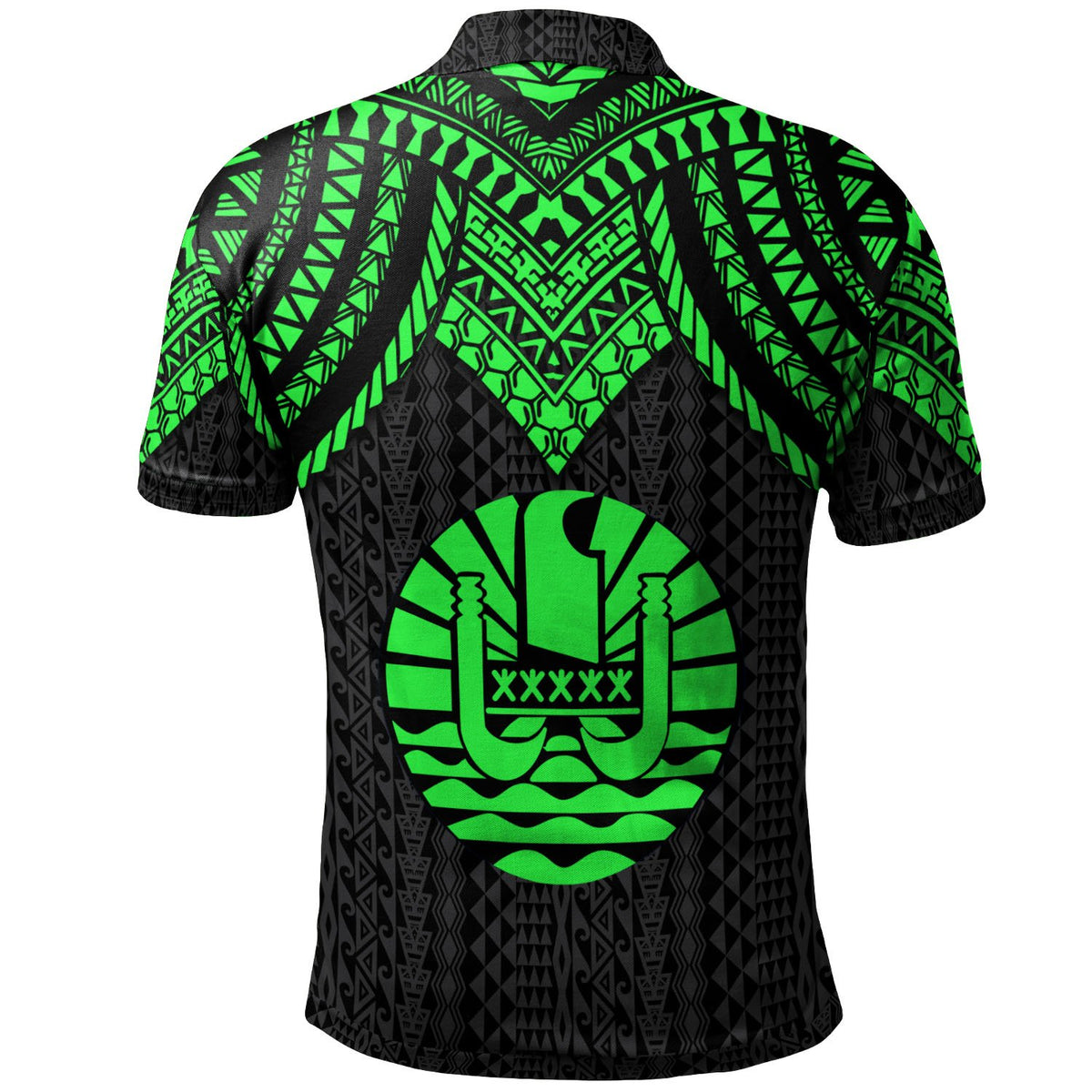 Tahiti Polo Shirt Polynesian Armor Style Green - Polynesian Pride