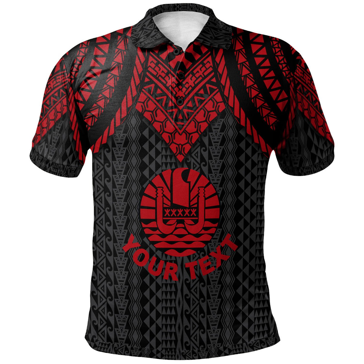 Tahiti Custom Polo Shirt Polynesian Armor Style Red Unisex Red - Polynesian Pride