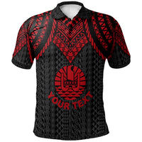 Tahiti Custom Polo Shirt Polynesian Armor Style Red Unisex Red - Polynesian Pride