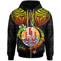 Tahiti Zip up Hoodie Lizard Good Chest Unisex Reggae - Polynesian Pride