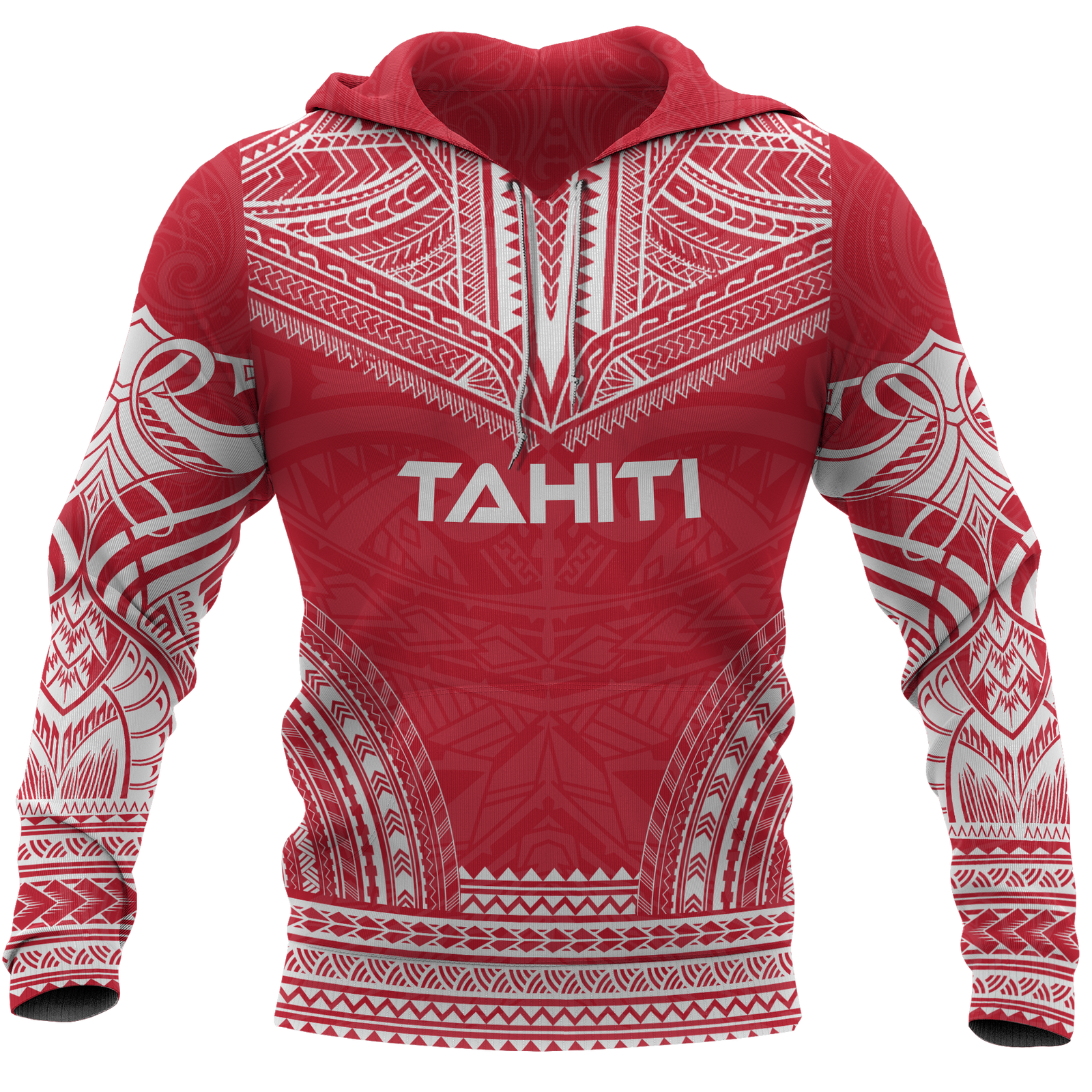 Tahiti Polynesian Chief Hoodie Unisex Red - Polynesian Pride