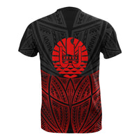Tahiti Polynesian Custom T Shirt Red Black Pride Map and Seal - Polynesian Pride
