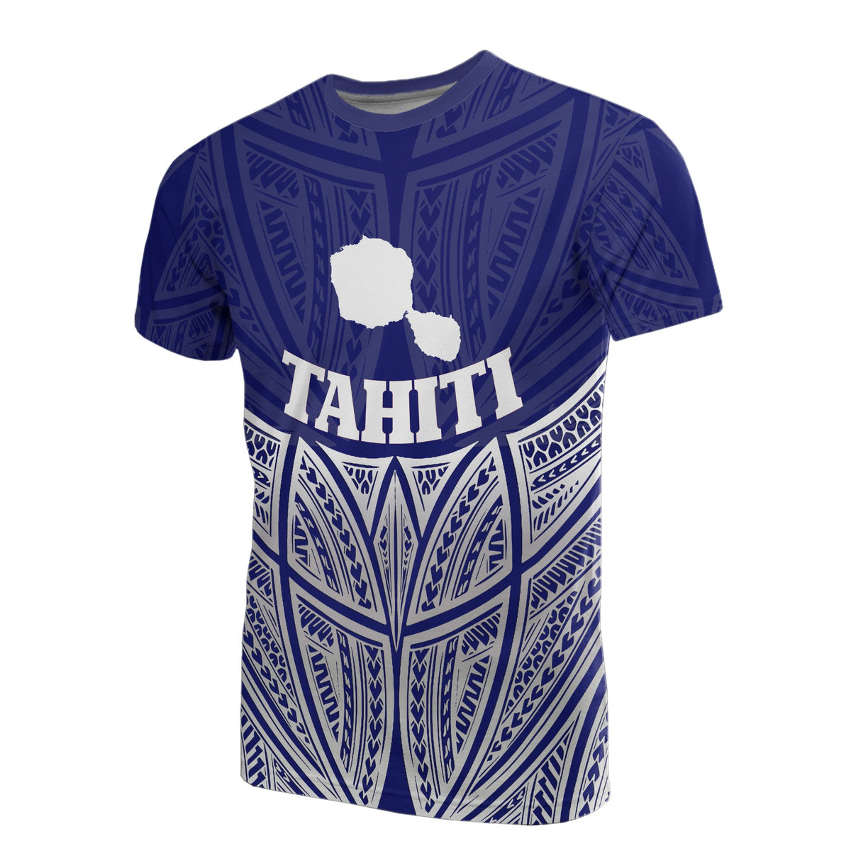 Tahiti Polynesian T Shirt Blue Pride Map and Seal Unisex Blue - Polynesian Pride