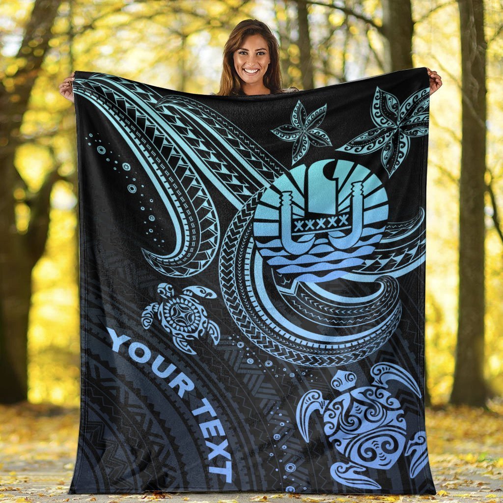 Tahiti Custom Personalised Premium Blanket - Blue Turtle - Polynesian Pride