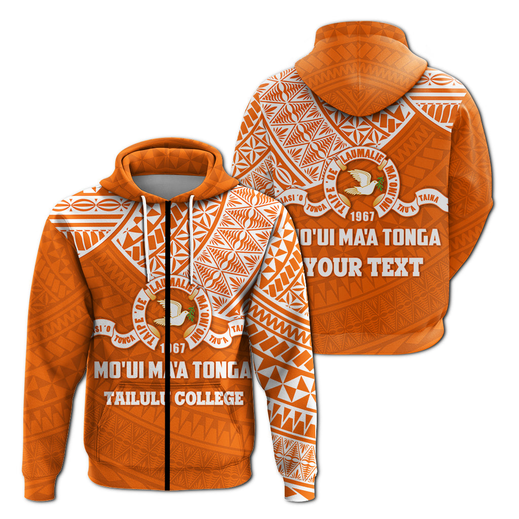 Custom Tailulu College Zip Hoodie Moui Maa Tonga LT4 Unisex Orange - Polynesian Pride