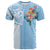 Fiji Tapa Pattern with Hibiscus T Shirt Fiji In My Heart LT7 Cerulean - Polynesian Pride