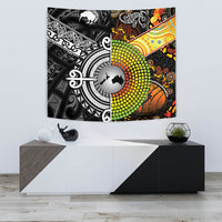 New Zealand Maori Aotearoa And Australia Aboriginal Tapestries Together - Black LT8 - Polynesian Pride