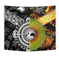 New Zealand Maori Aotearoa And Australia Aboriginal Tapestries Together - Black LT8 - Polynesian Pride