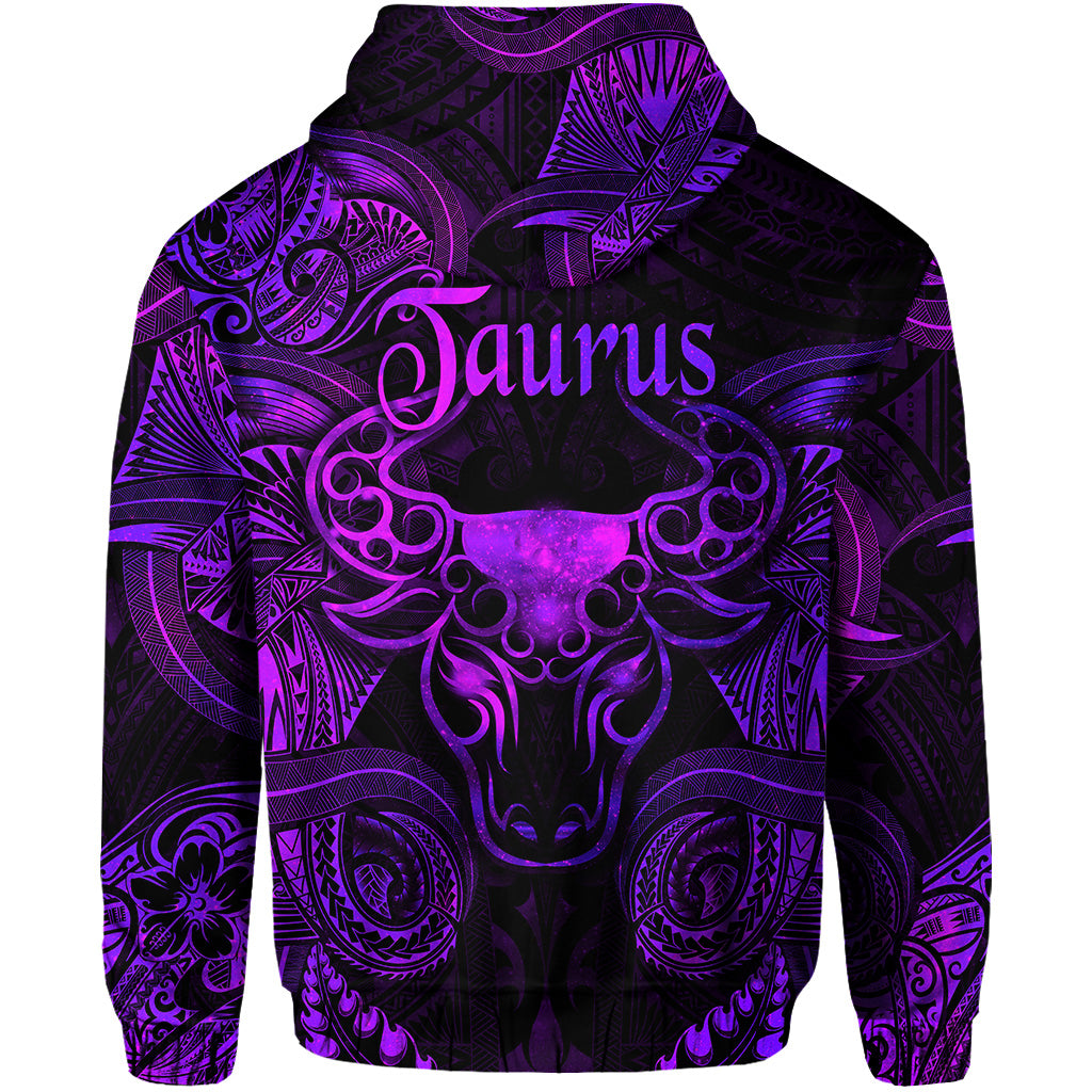 Taurus Zodiac Polynesian Zip Hoodie Unique Style Purple LT8 - Polynesian Pride