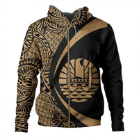 French Polynesia Hoodie Coat of Arm Lauhala Gold Circle - Polynesian Pride