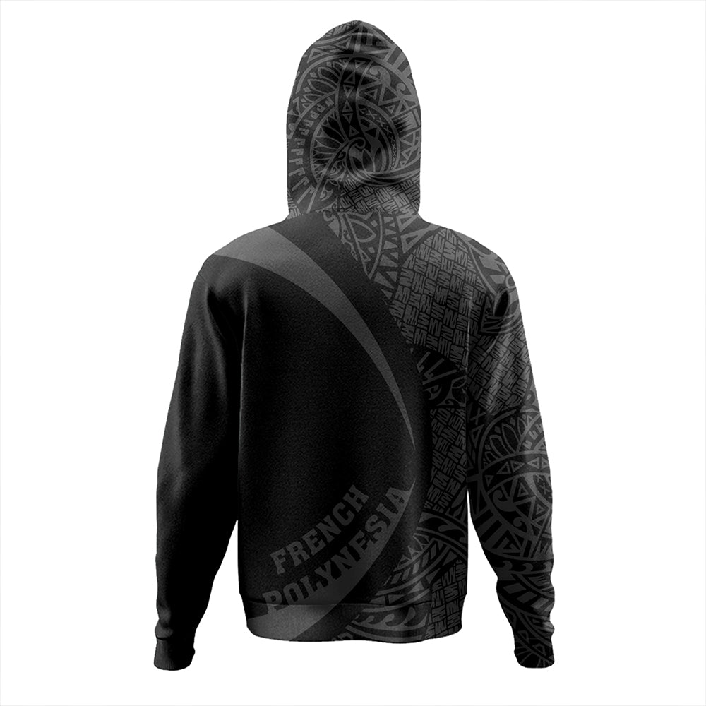 French Polynesia Hoodie Coat of Arm Lauhala Gray Circle Zip Hoodie Gray - Polynesian Pride