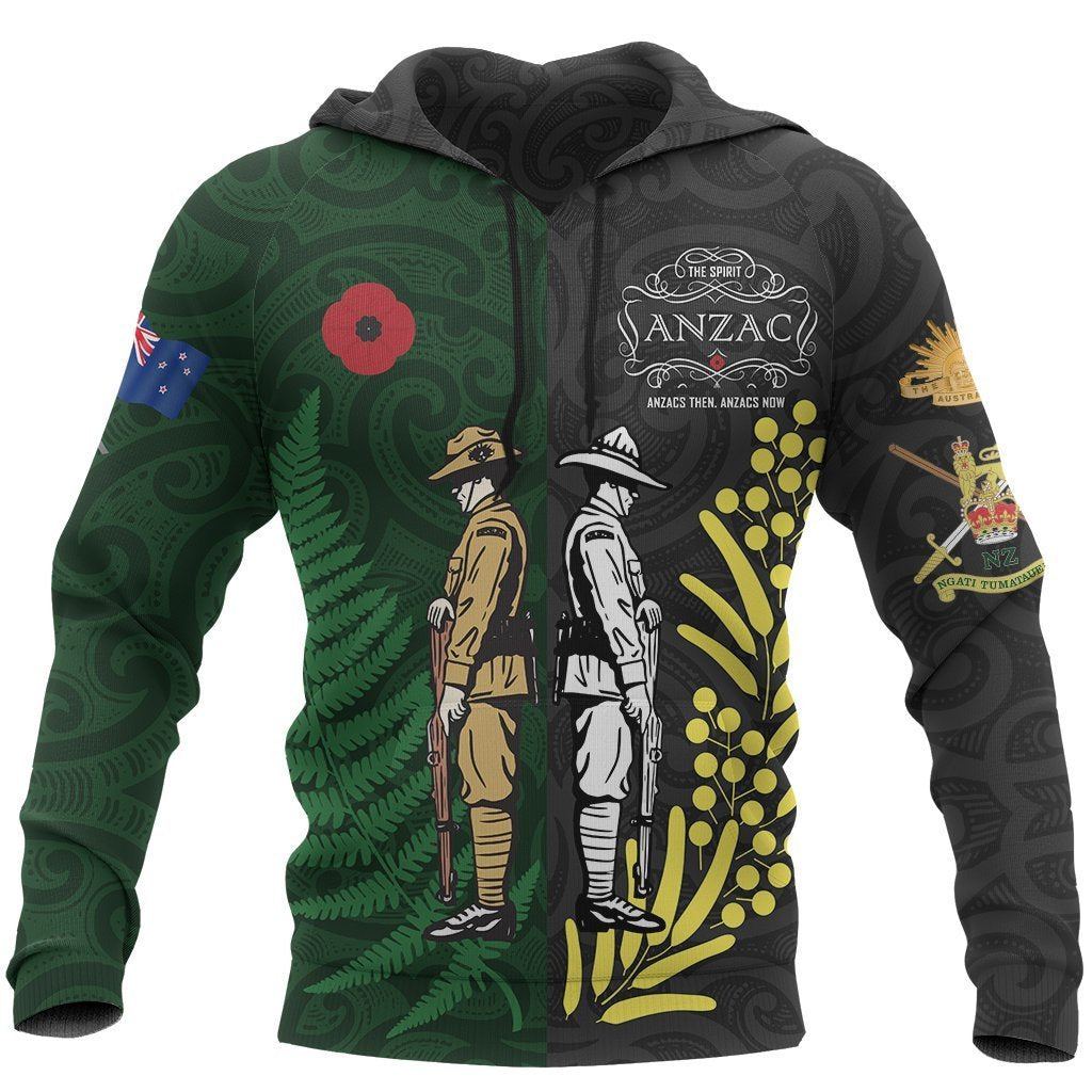 ANZAC Spirit Hoodie, Maori Language Pullover Hoodie Unisex Black - Polynesian Pride