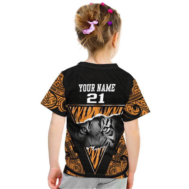 Custom Papua New Guinea Lae Snax Tigers T Shirt Polynesian Tiger Face LT9 - Polynesian Pride