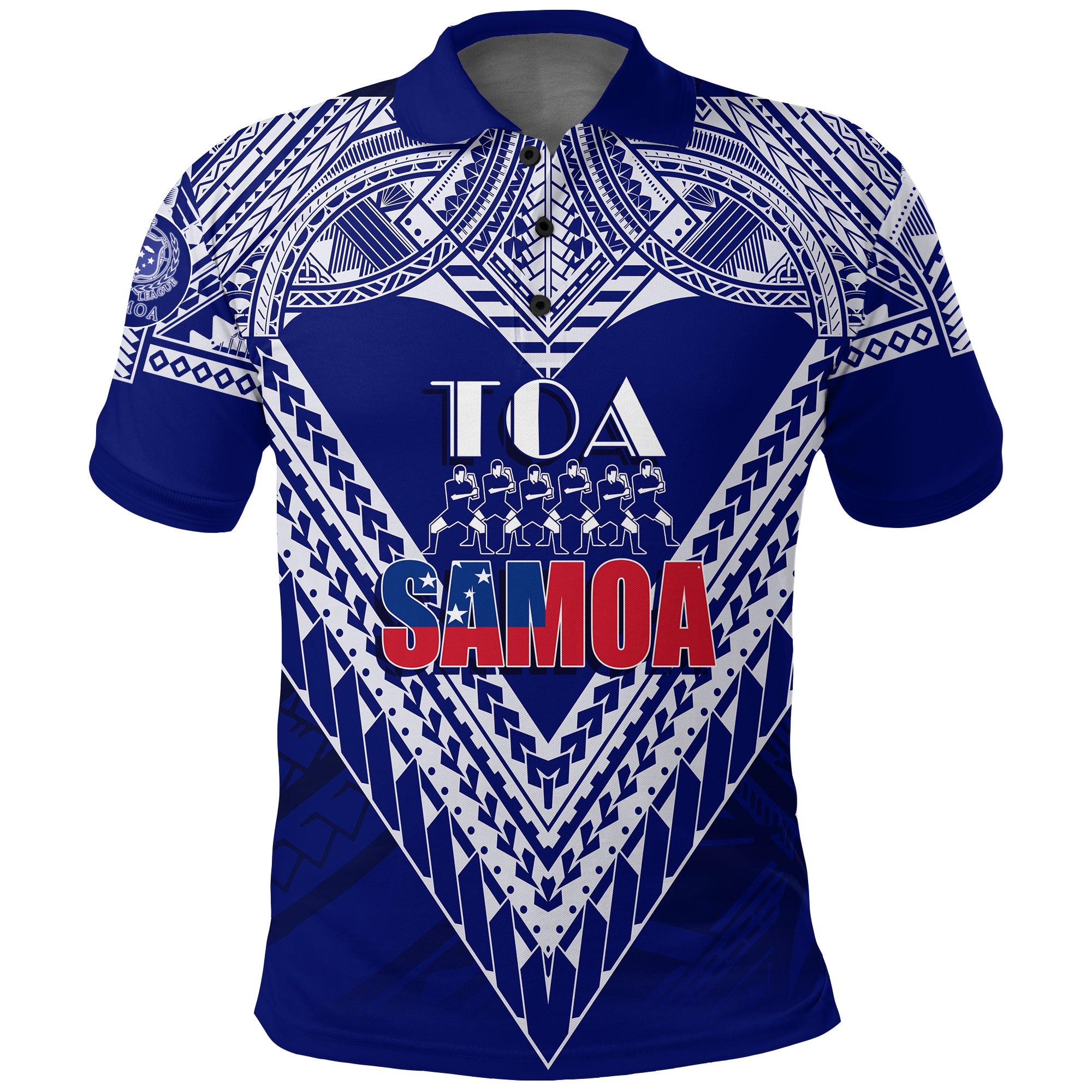 Customize Toa Samoa RLS Warriors Siva Tau Polo Shirt LT7 Blue - Polynesian Pride