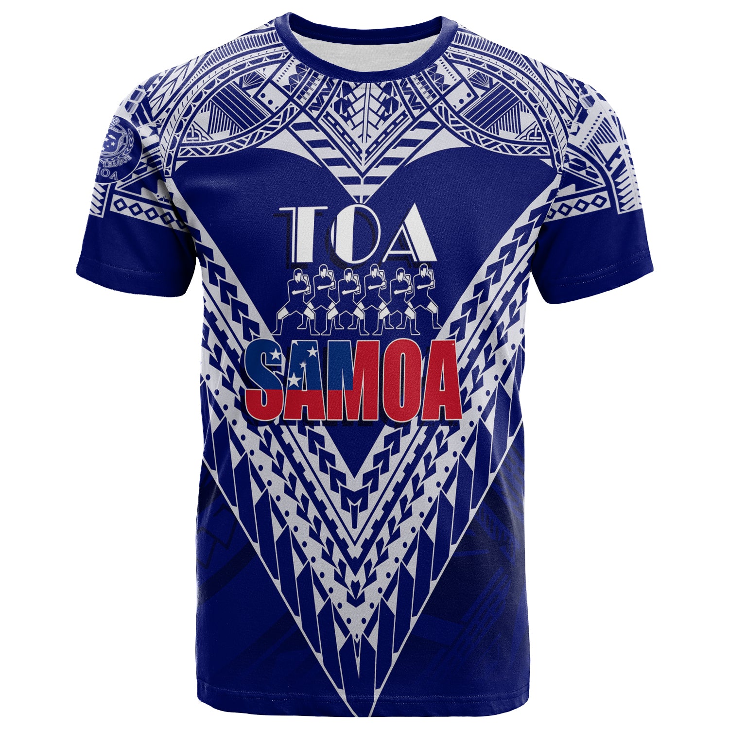 Custom Toa Samoa RLS Warriors Siva Tau T Shirt LT7 Blue - Polynesian Pride